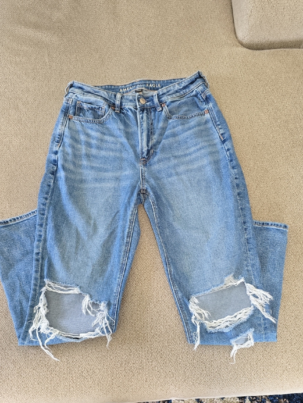 American Eagle Distressed Destroyed Strigid Mom Jeans - Size 6